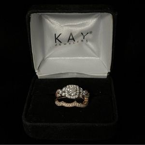 Neil Lane two tone white and rose gold ring